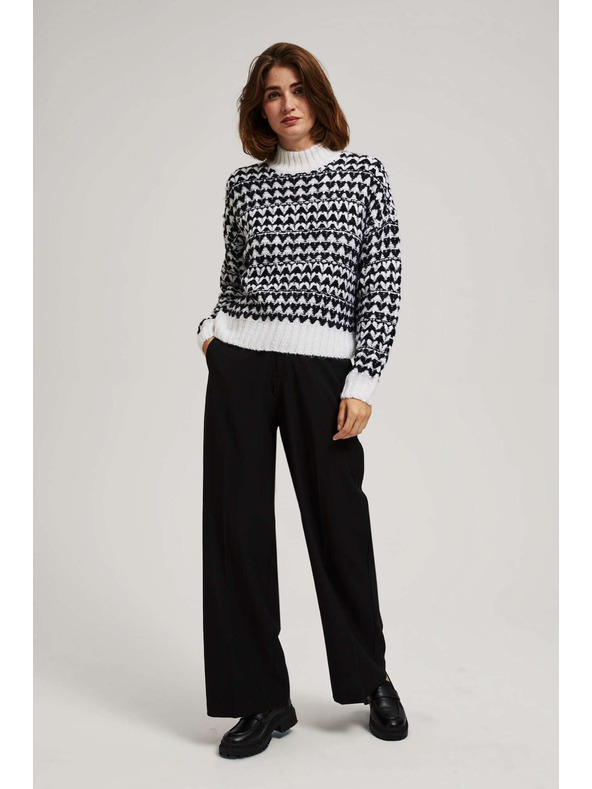 Moodo Суитшърт с висока яка черно-бял Moodo