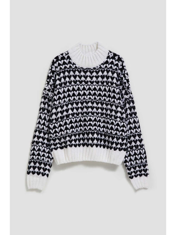 Moodo Суитшърт с висока яка черно-бял Moodo