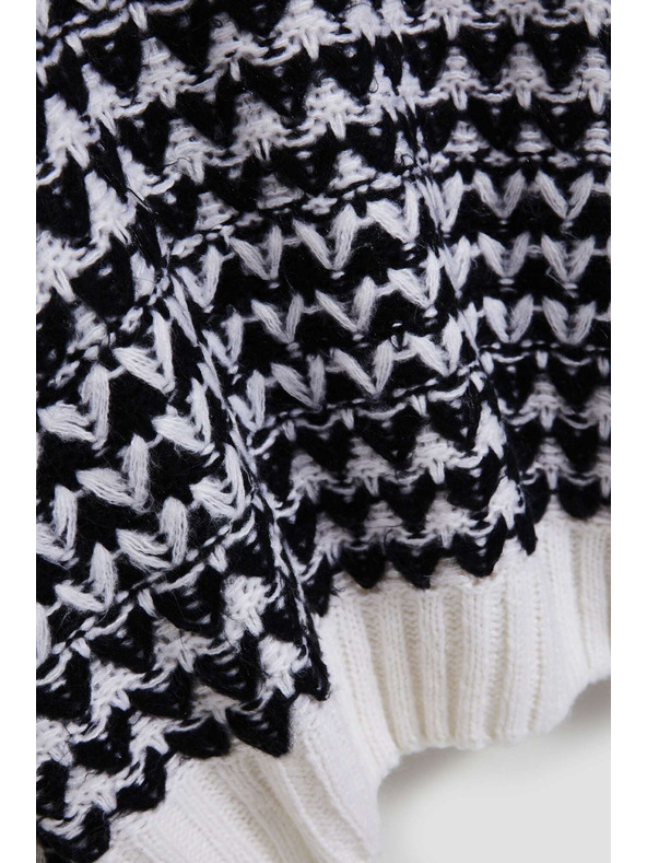 Moodo Суитшърт с висока яка черно-бял Moodo