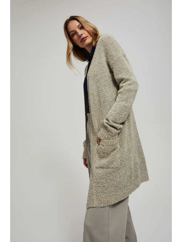 Moodo Дълга жилетка с джобове в пясъчен цвят Moodo