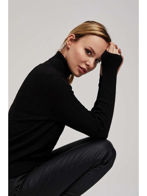 Moodo Тънък суитшърт с висока яка черен Moodo