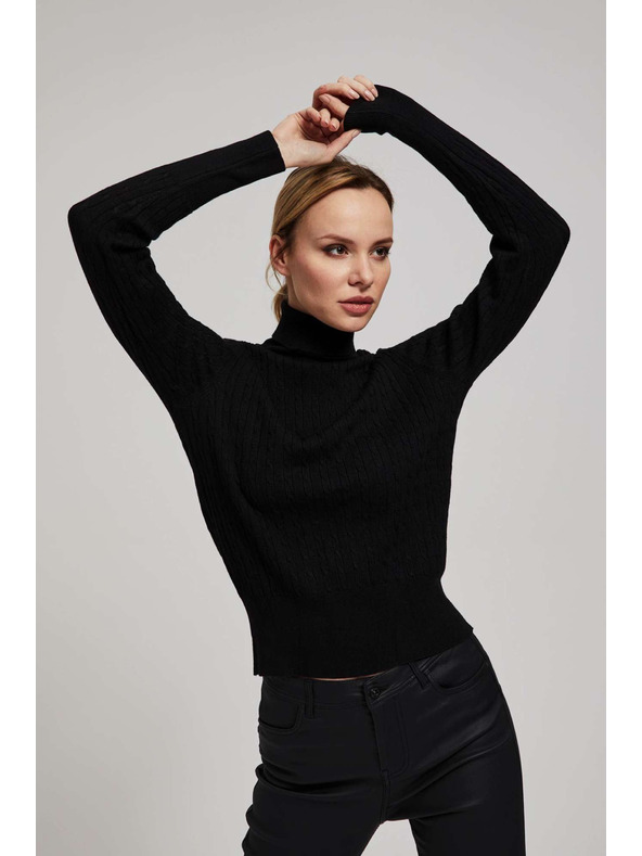 Moodo Тънък суитшърт с висока яка черен Moodo