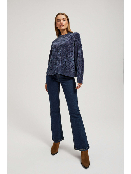 Moodo Тъмносин суитшърт с орнаментна плетка Moodo