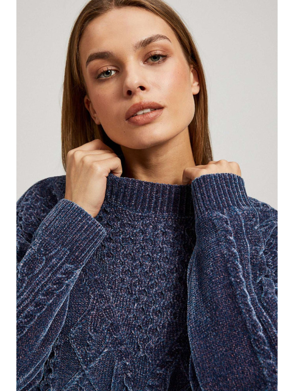 Moodo Тъмносин суитшърт с орнаментна плетка Moodo