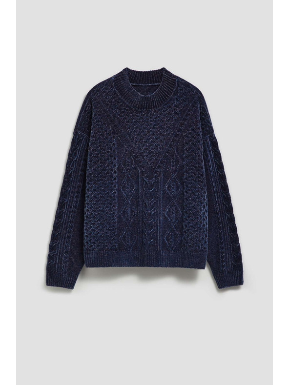 Moodo Тъмносин суитшърт с орнаментна плетка Moodo