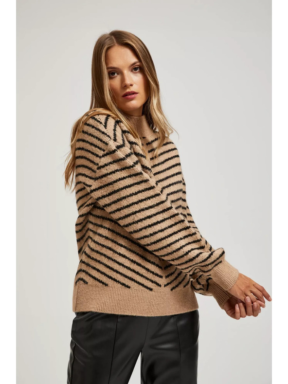 Moodo Бежово-черен суитшърт с райета Moodo