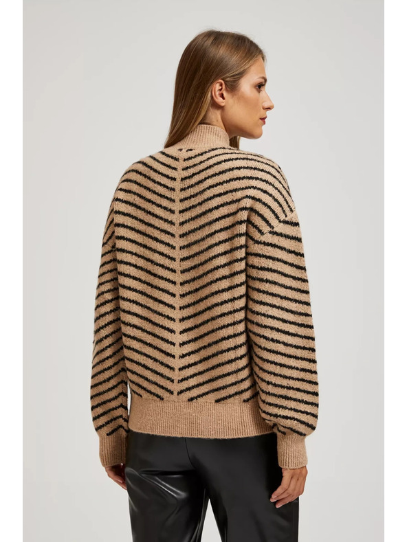 Moodo Бежово-черен суитшърт с райета Moodo