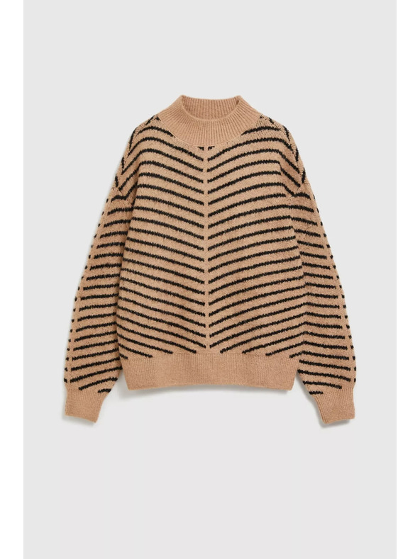 Moodo Бежово-черен суитшърт с райета Moodo