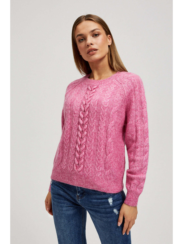 Moodo Фуксиев суитшърт с орнаментна плетка Moodo