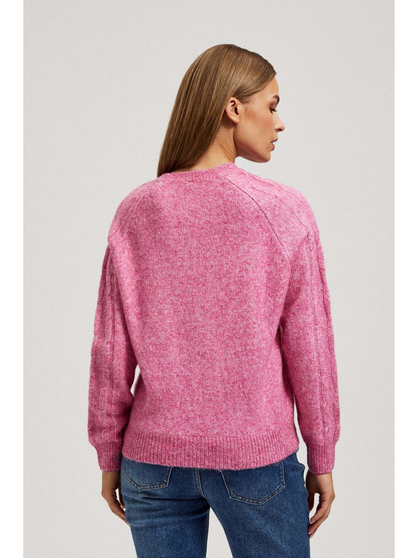 Moodo Фуксиев суитшърт с орнаментна плетка Moodo