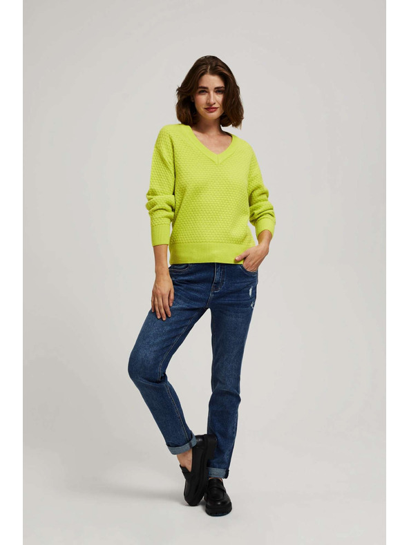 Moodo Лимонов суитшърт с V-образно деколте Moodo