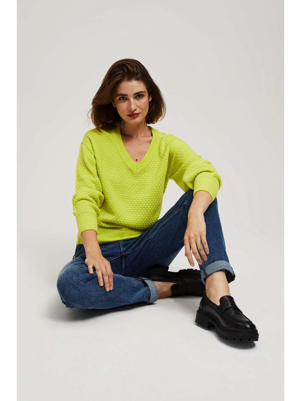 Moodo Лимонов суитшърт с V-образно деколте Moodo