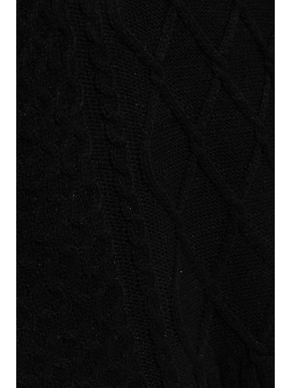 Moodo Черен суитшърт с орнаментна плетка и дълги ръкави Moodo