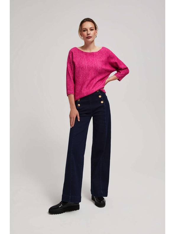 Moodo Фуксиев суитшърт с 3/4 ръкав Moodo