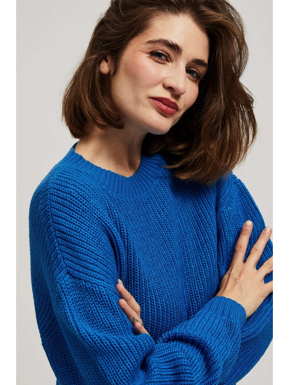 Moodo Азурен суитшърт с кръгло деколте Moodo