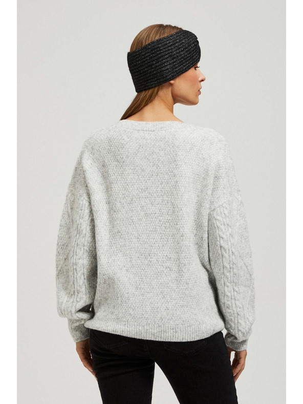 Moodo Сив суитшърт с V-образно деколте Moodo