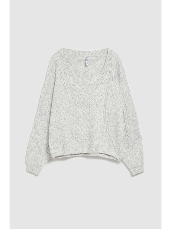 Moodo Сив суитшърт с V-образно деколте Moodo