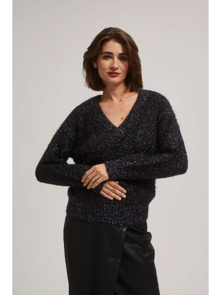 Moodo Суитшърт с V-образно деколте и метална нишка Moodo