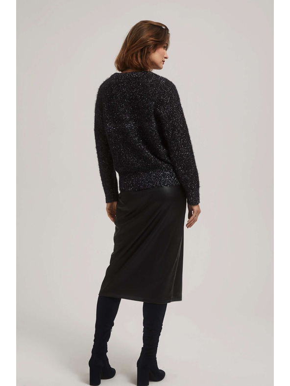 Moodo Суитшърт с V-образно деколте и метална нишка Moodo