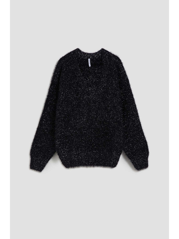 Moodo Суитшърт с V-образно деколте и метална нишка Moodo