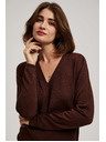 Moodo Кафяв суитшърт с метално влакно и V-образно деколте Moodo