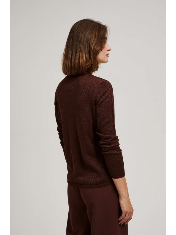 Moodo Кафяв суитшърт с метално влакно и V-образно деколте Moodo