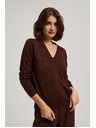 Moodo Кафяв суитшърт с метално влакно и V-образно деколте Moodo