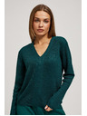 Moodo Прилепнал суитшърт с V-образно деколте в смарагдово Moodo