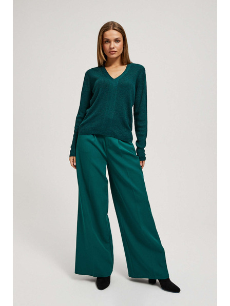 Moodo Прилепнал суитшърт с V-образно деколте в смарагдово Moodo