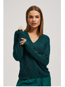 Moodo Прилепнал суитшърт с V-образно деколте в смарагдово Moodo