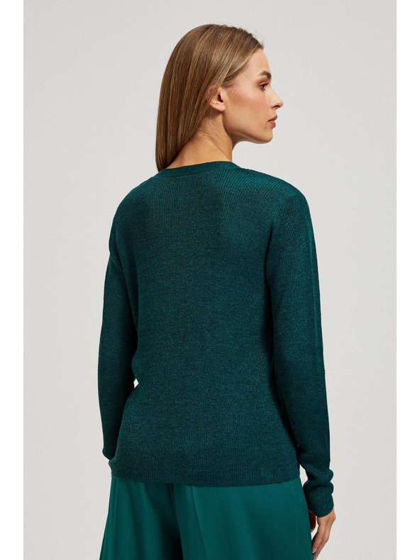 Moodo Прилепнал суитшърт с V-образно деколте в смарагдово Moodo