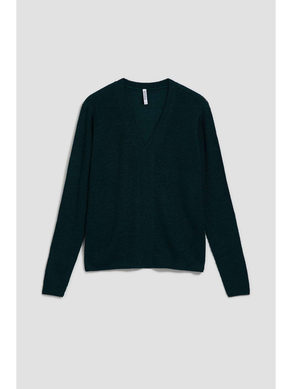 Moodo Прилепнал суитшърт с V-образно деколте в смарагдово Moodo