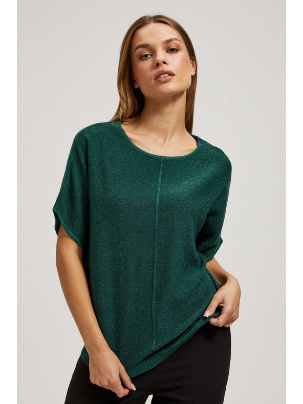 Moodo Oversize суитшърт с метална нишка в смарагдово Moodo
