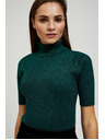 Moodo Суитшърт с яка с метален нишка в смарагдово Moodo