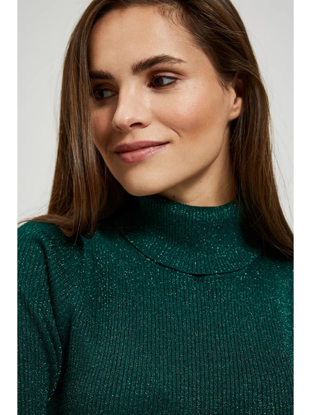 Moodo Суитшърт с яка с метален нишка в смарагдово Moodo