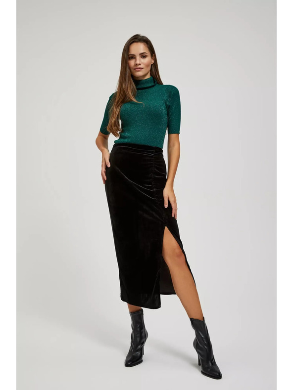 Moodo Суитшърт с яка с метален нишка в смарагдово Moodo