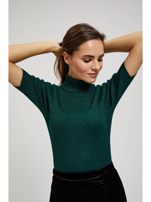 Moodo Суитшърт с яка с метален нишка в смарагдово Moodo