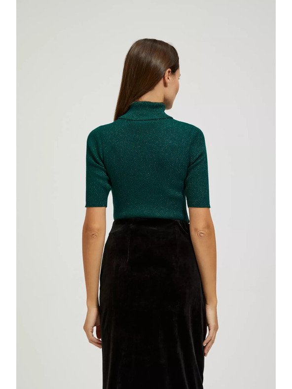 Moodo Суитшърт с яка с метален нишка в смарагдово Moodo