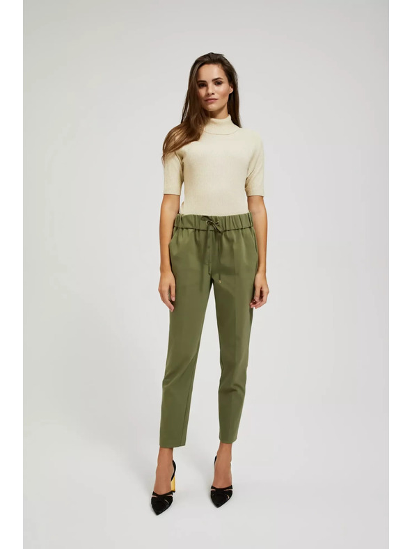 Moodo Пуловер с поло яка, декориран с метален конец в перлен цвят Moodo