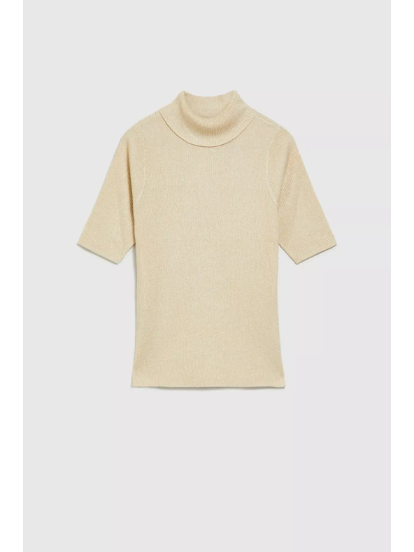 Moodo Пуловер с поло яка, декориран с метален конец в перлен цвят Moodo