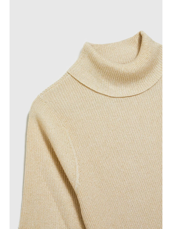 Moodo Пуловер с поло яка, декориран с метален конец в перлен цвят Moodo