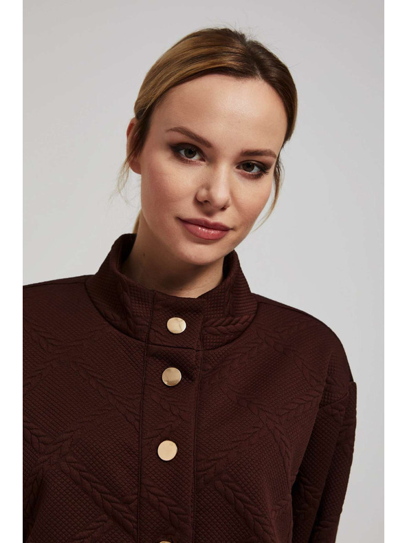 Moodo Суитшърт с декоративни копчета в кафяво Moodo