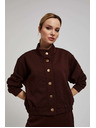 Moodo Суитшърт с декоративни копчета в кафяво Moodo