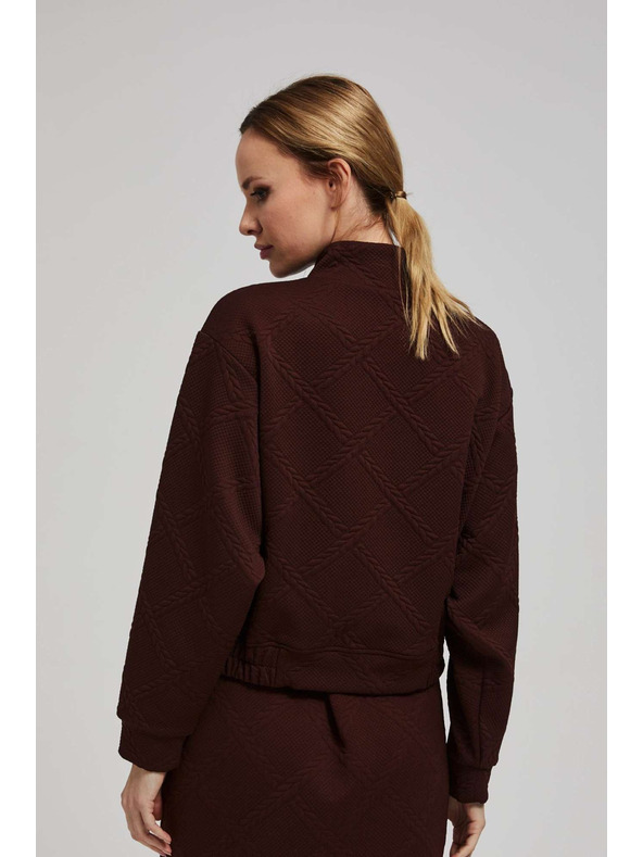 Moodo Суитшърт с декоративни копчета в кафяво Moodo