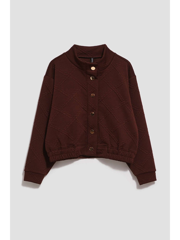 Moodo Суитшърт с декоративни копчета в кафяво Moodo