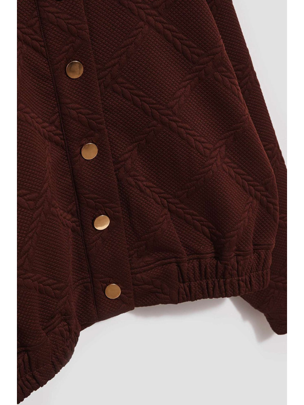 Moodo Суитшърт с декоративни копчета в кафяво Moodo