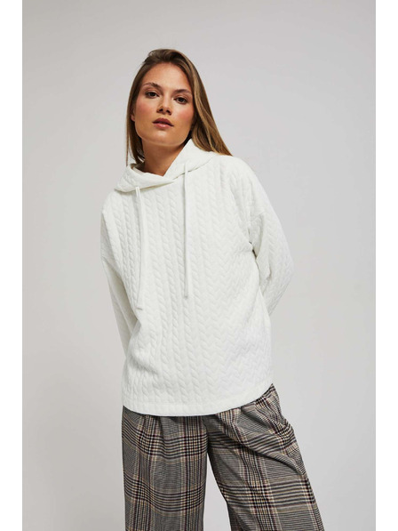 Moodo Суитшърт с качулка и дълги ръкави в перлен цвят Moodo