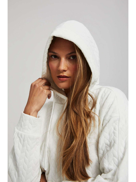 Moodo Суитшърт с качулка и дълги ръкави в перлен цвят Moodo