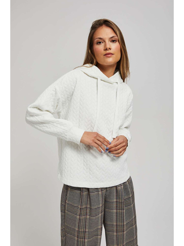 Moodo Суитшърт с качулка и дълги ръкави в перлен цвят Moodo