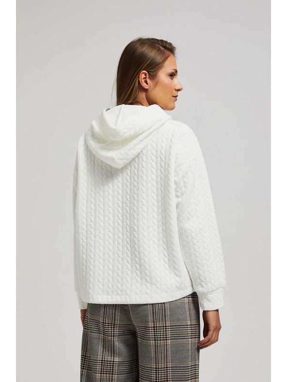 Moodo Суитшърт с качулка и дълги ръкави в перлен цвят Moodo